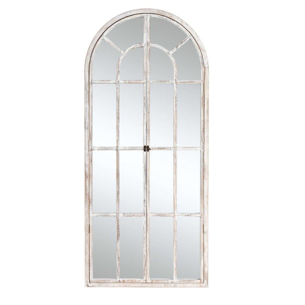 71" White Solid Wood Arch Framed Full Length Mirror