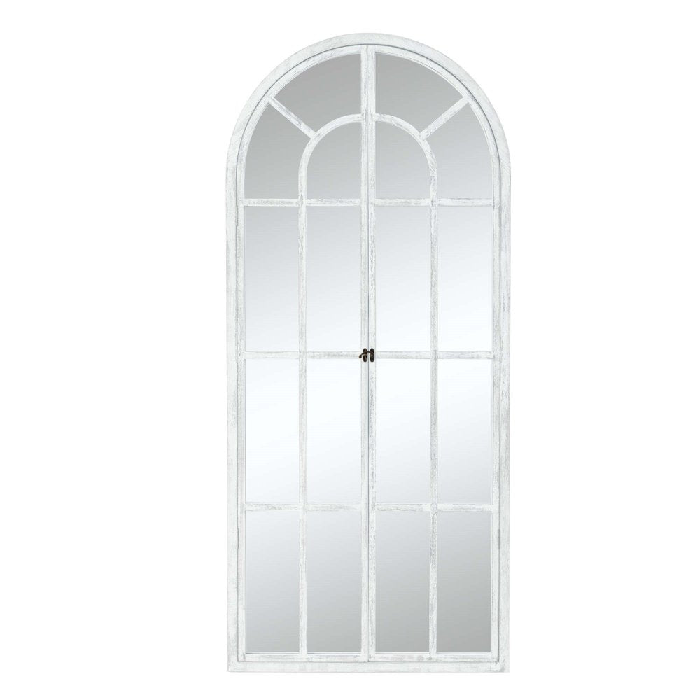 71" White Solid Wood Arch Framed Full Length Mirror