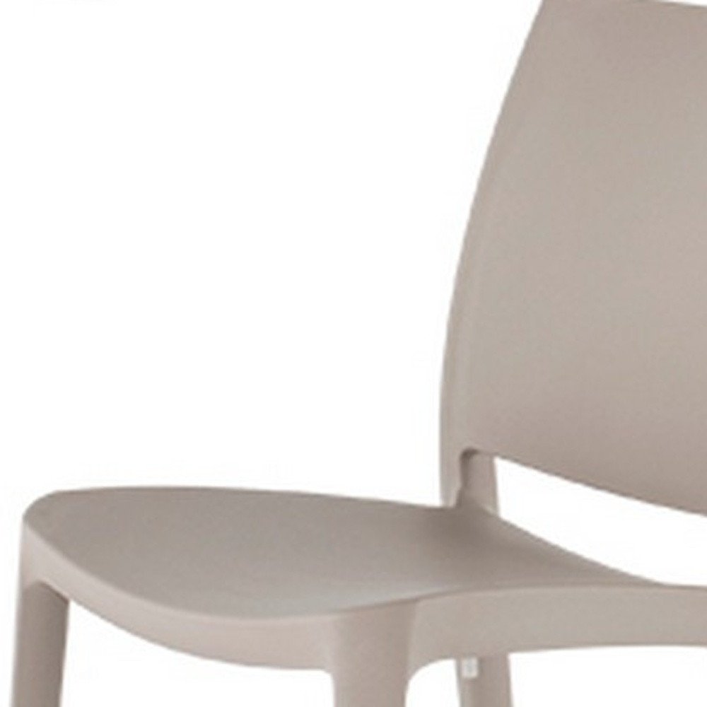 Set of Four Taupe Heavy Duty Plastic Outdoor Stacking Dining Chairs