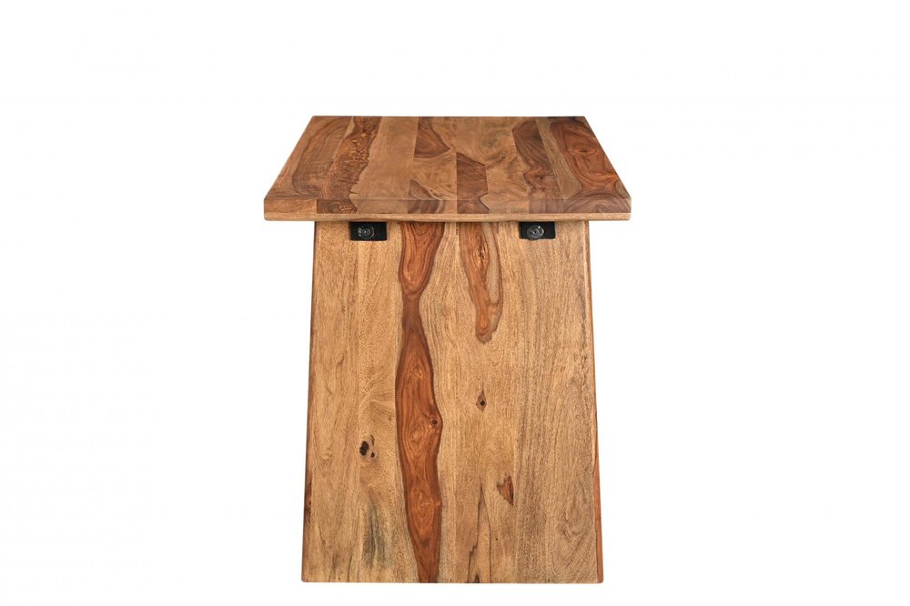 54" Brown Live Edge Solid Wood Writing Desk With Three Drawers