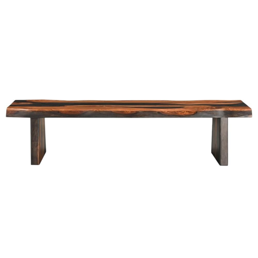 75" Brown Solid Wood Live Edge Dining Bench