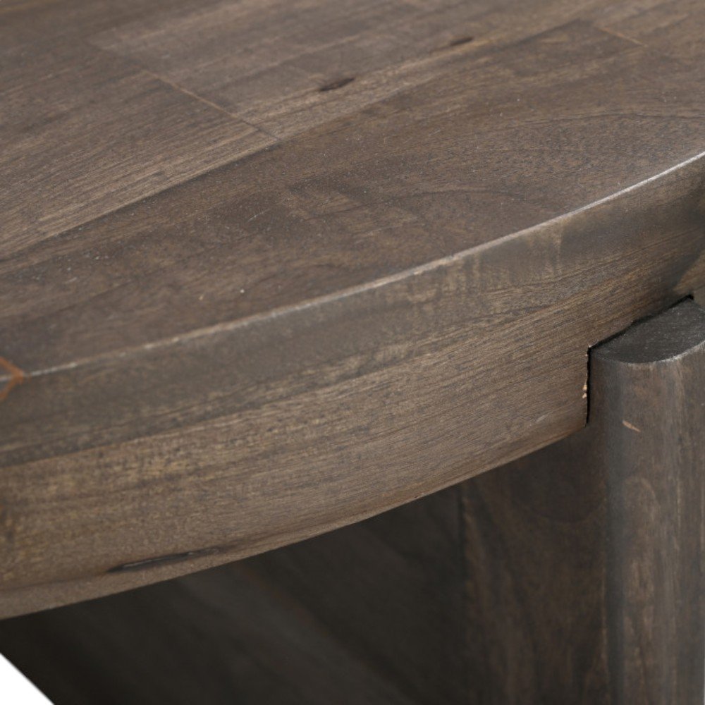 36" Brown Solid Wood Round Cross Legs Coffee Table
