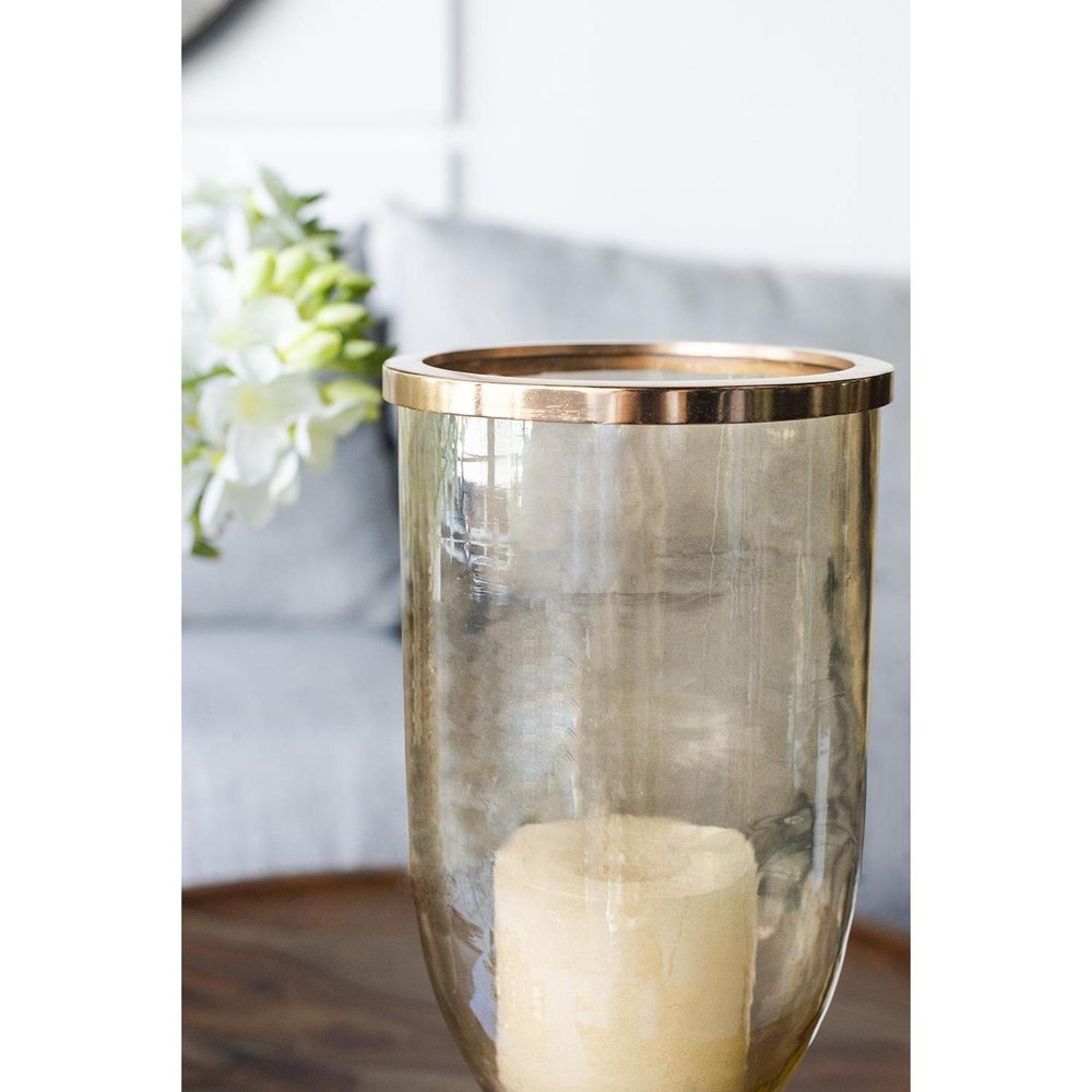 16" Gold And White Glass And Marble Table Vase
