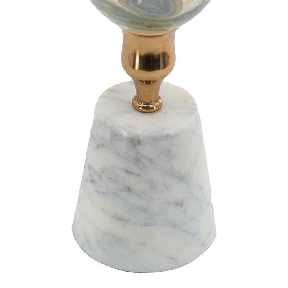 16" Gold And White Glass And Marble Table Vase