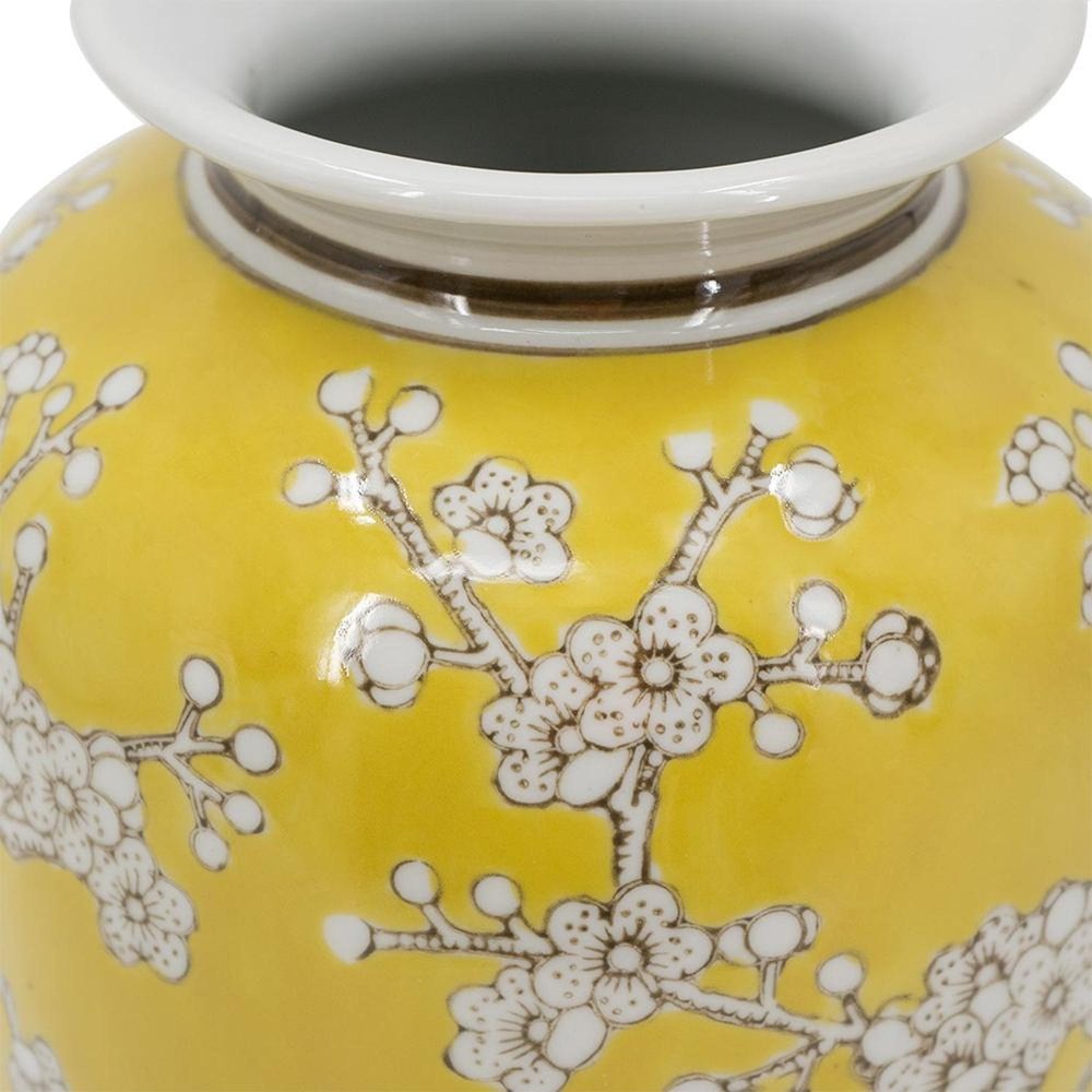 11" White And Yellow Floral Porcelain Urn Table Vase