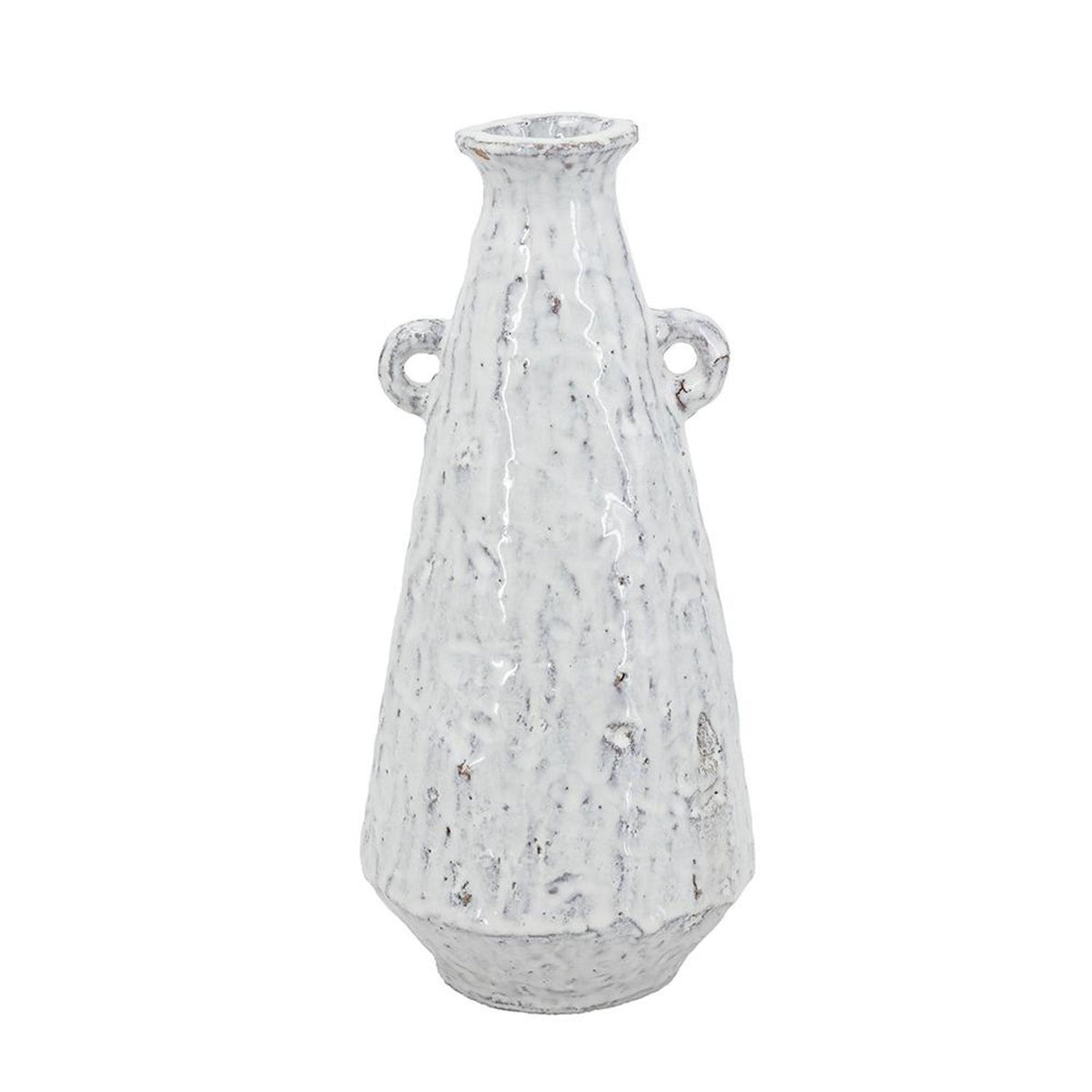 12" White Terracotta Tapered Jug Vase
