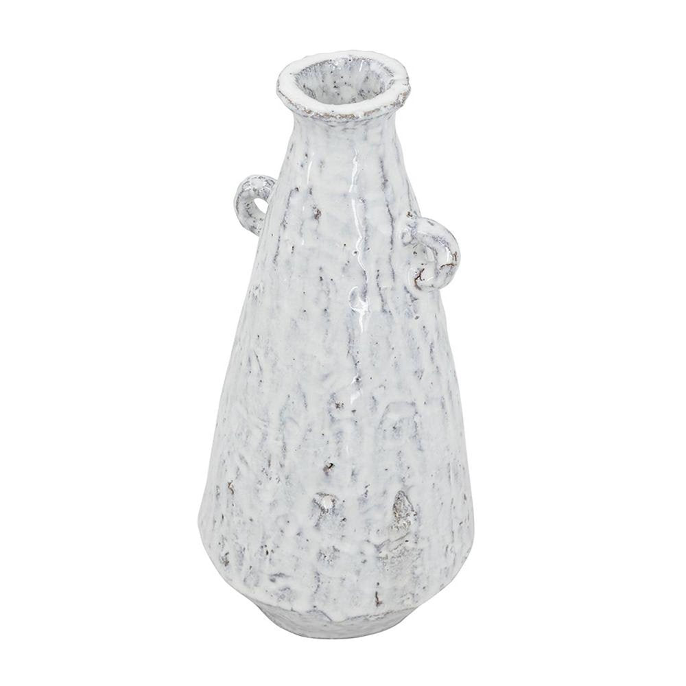 12" White Terracotta Tapered Jug Vase