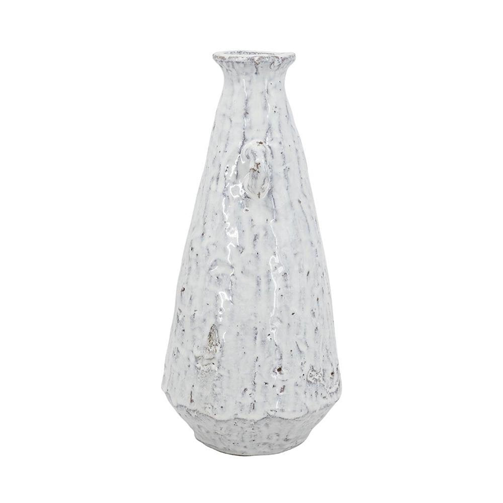 12" White Terracotta Tapered Jug Vase