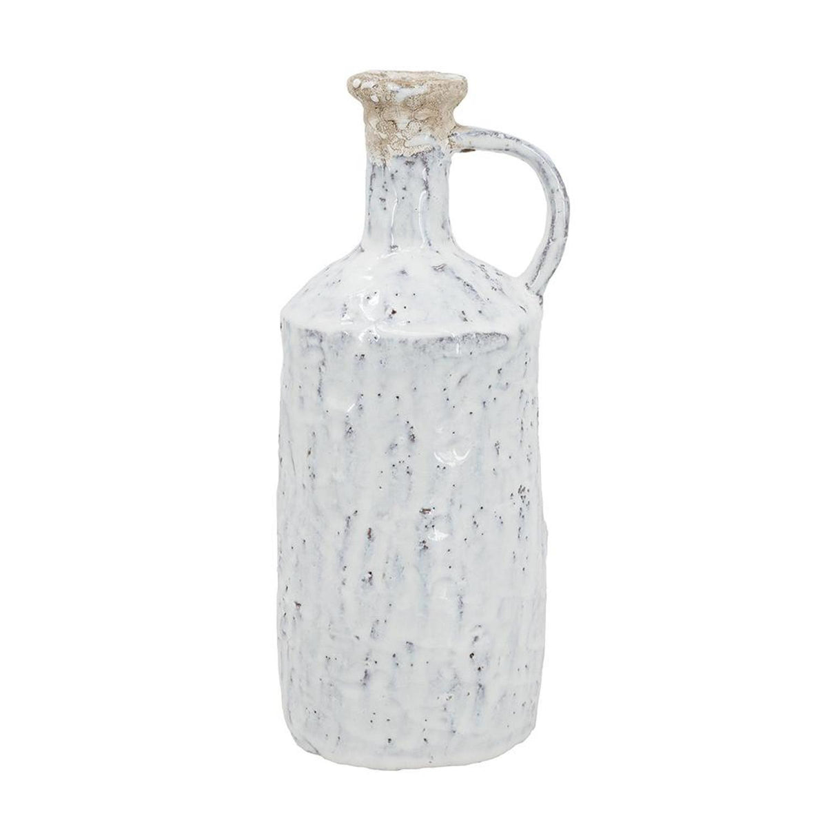 11" White Terracotta Cylinder Jug Vase