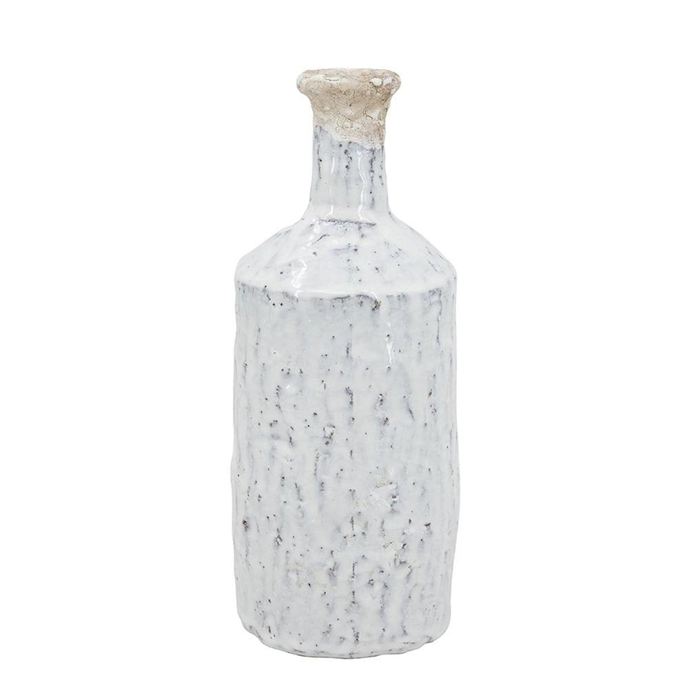 11" White Terracotta Cylinder Jug Vase