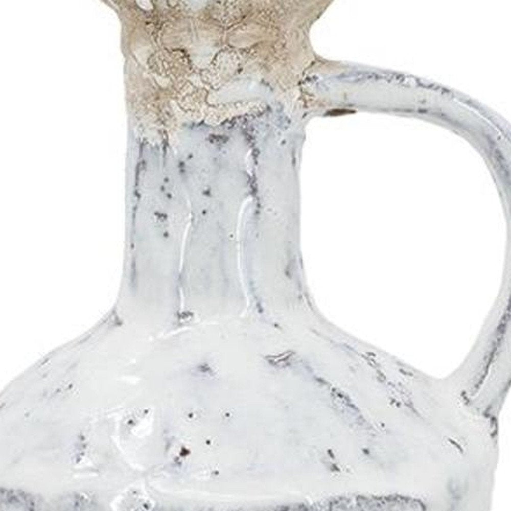 11" White Terracotta Cylinder Jug Vase