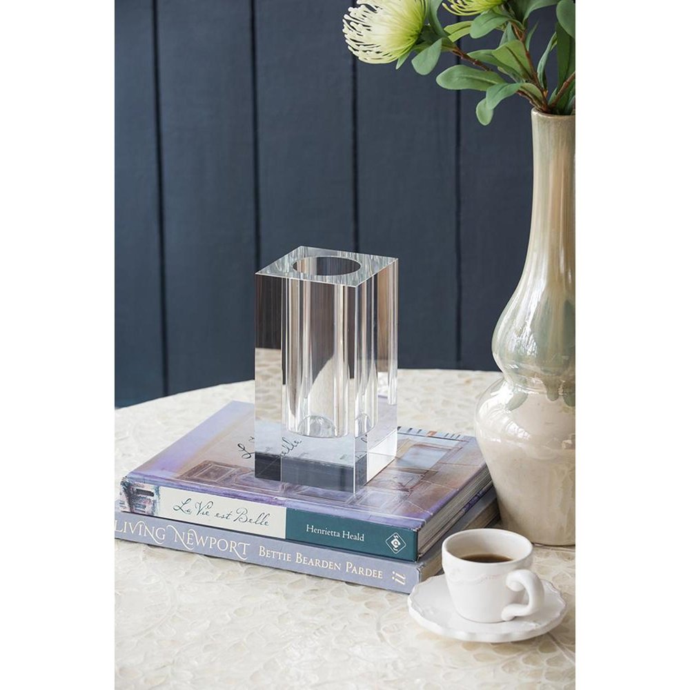 8" Clear Square Glass Table Vase