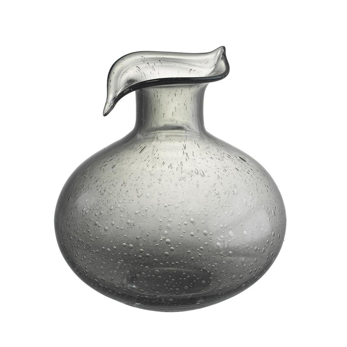 9" Light Gray Bubble Glass Round Table Vase