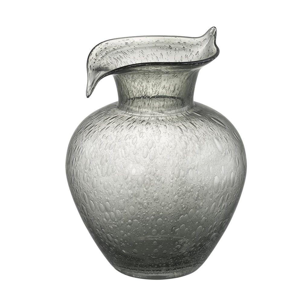 10" Light Gray Bubble Glass Round Table Vase