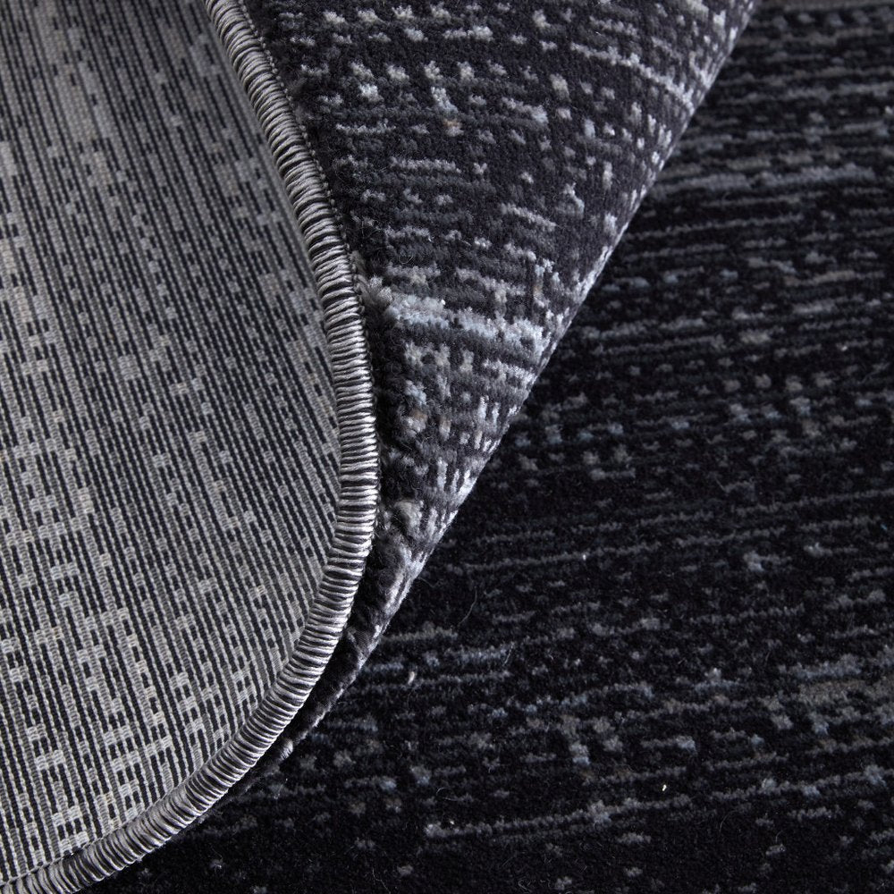9' X 13' Black and Gray Power Loom Area Rug