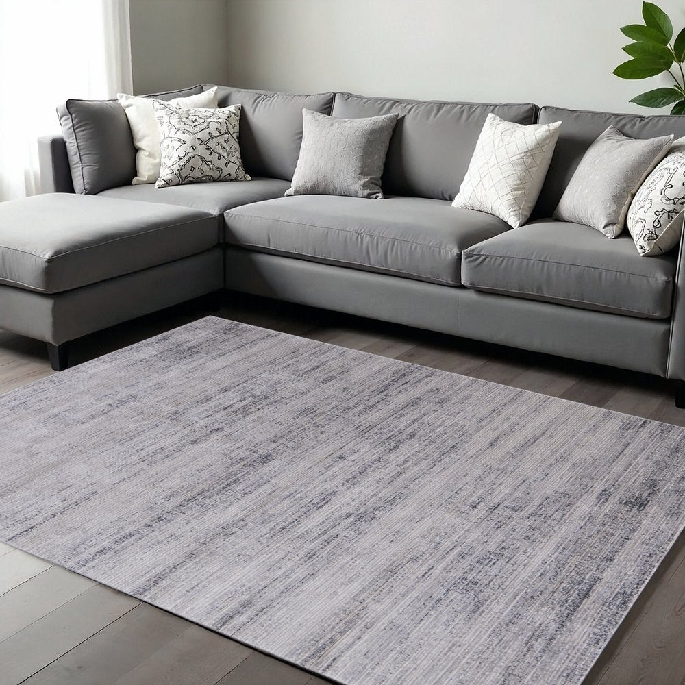 9' X 13' Gray Ivory And Taupe Area Rug