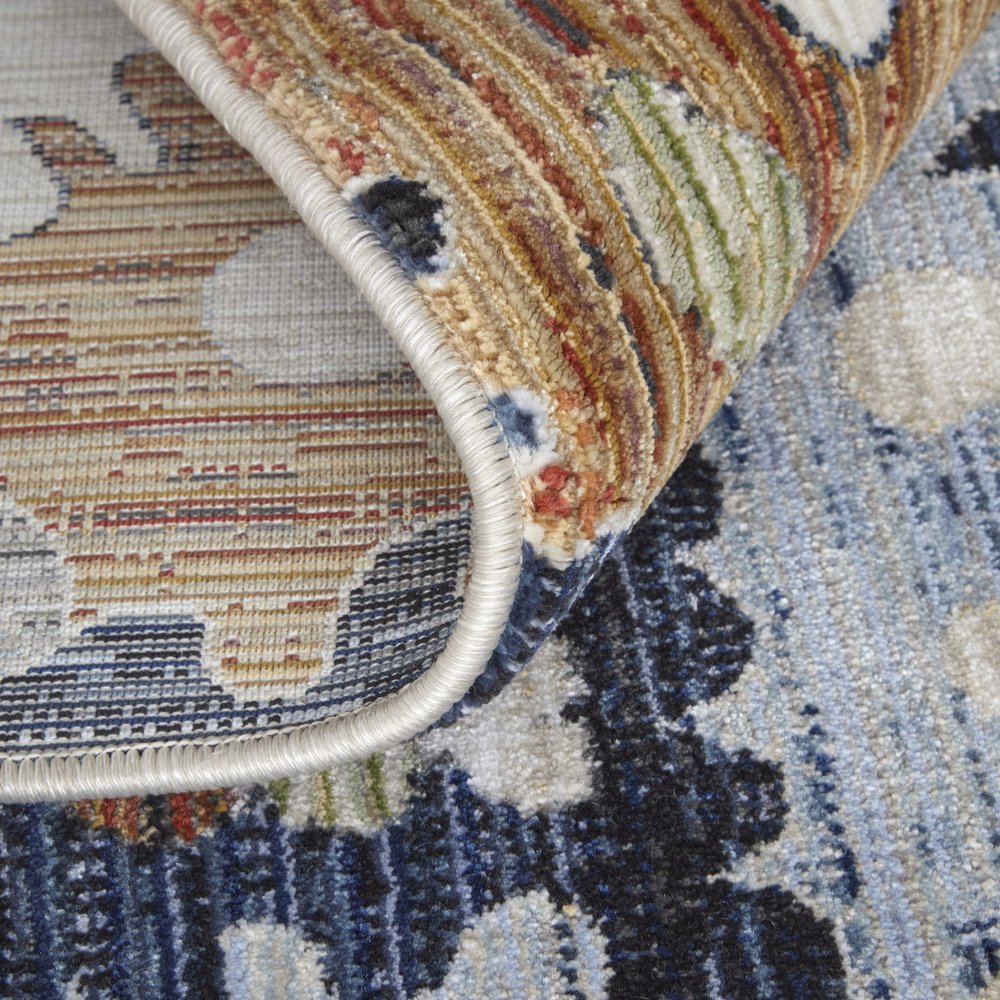 9' X 13' Ivory Red and Blue Floral Power Loom Area Rug