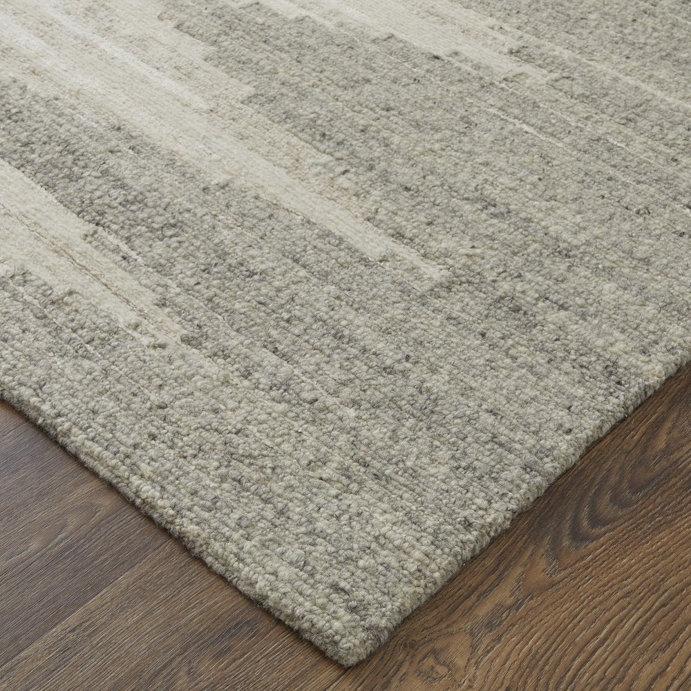 9' X 13' Gray and Ivory Ombre Hand Woven Area Rug