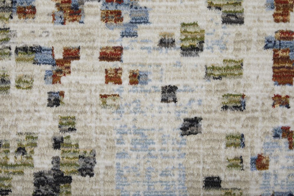 9' X 13' Ivory Green and Blue Abstract Power Loom Area Rug