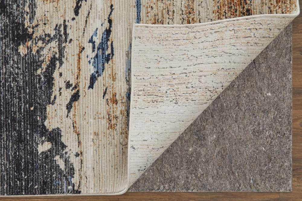 9' X 13' Blue Gray and Tan Abstract Power Loom Area Rug