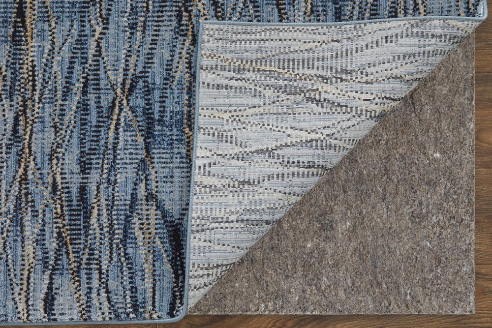 9' X 13' Blue Ivory and Tan Abstract Power Loom Area Rug