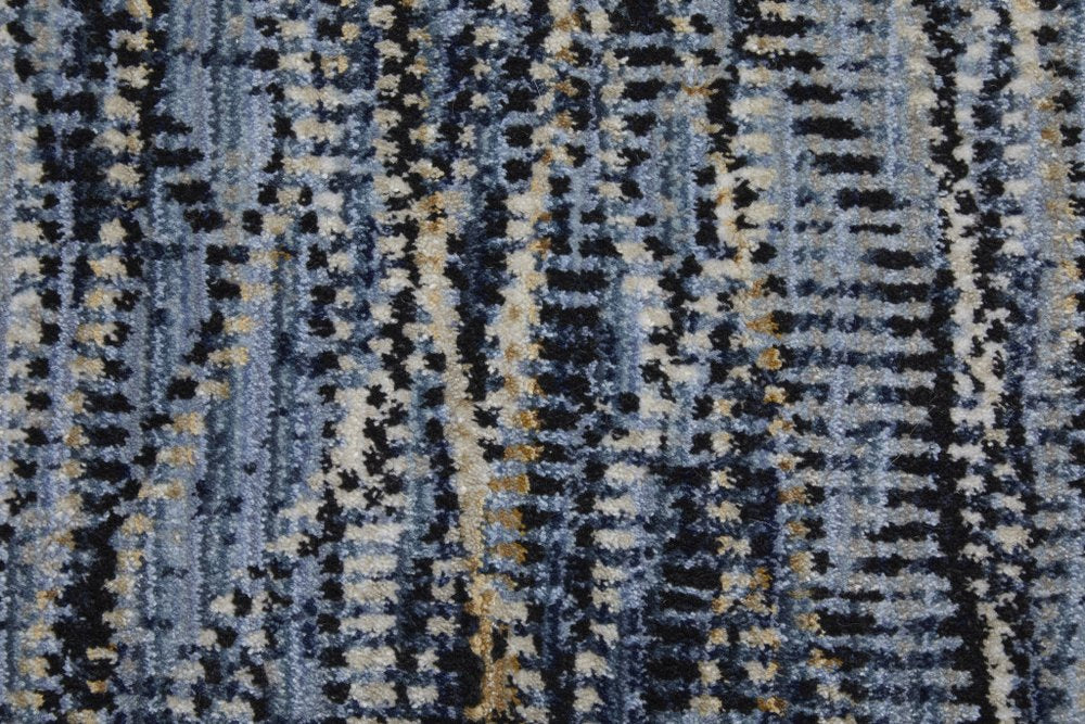 9' X 13' Blue Ivory and Tan Abstract Power Loom Area Rug
