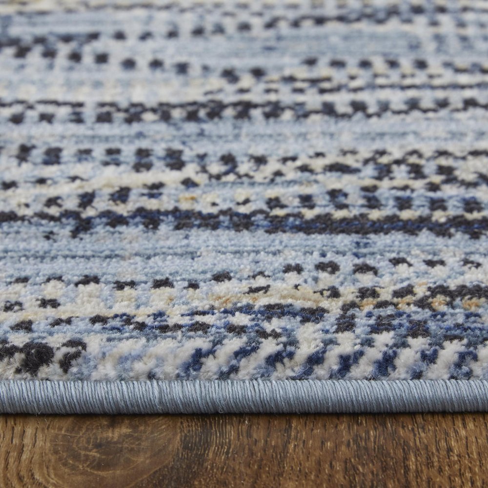 9' X 13' Blue Ivory and Tan Abstract Power Loom Area Rug