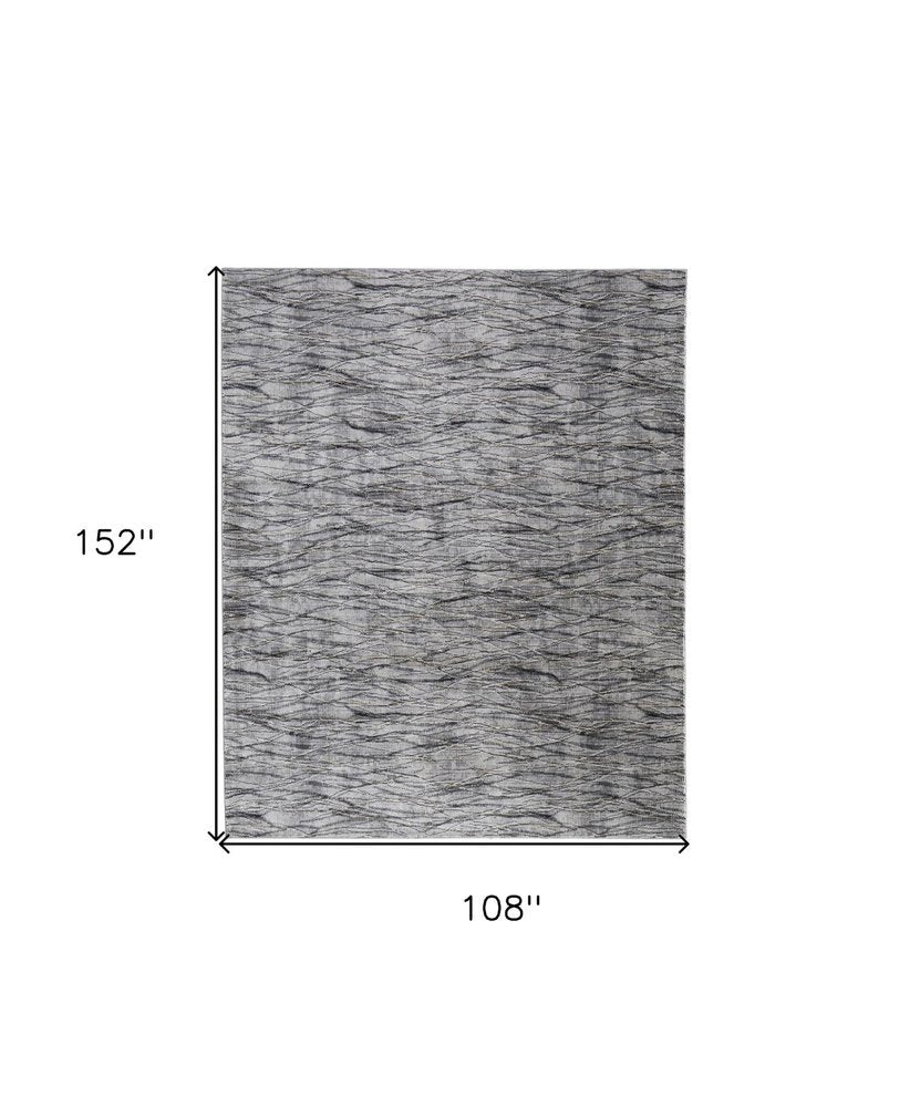 9' X 13' Gray Ivory and Tan Abstract Power Loom Area Rug