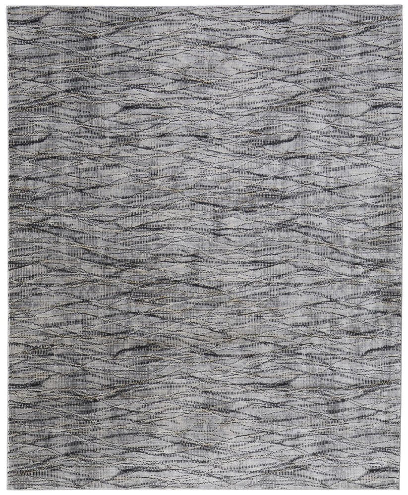 9' X 13' Gray Ivory and Tan Abstract Power Loom Area Rug