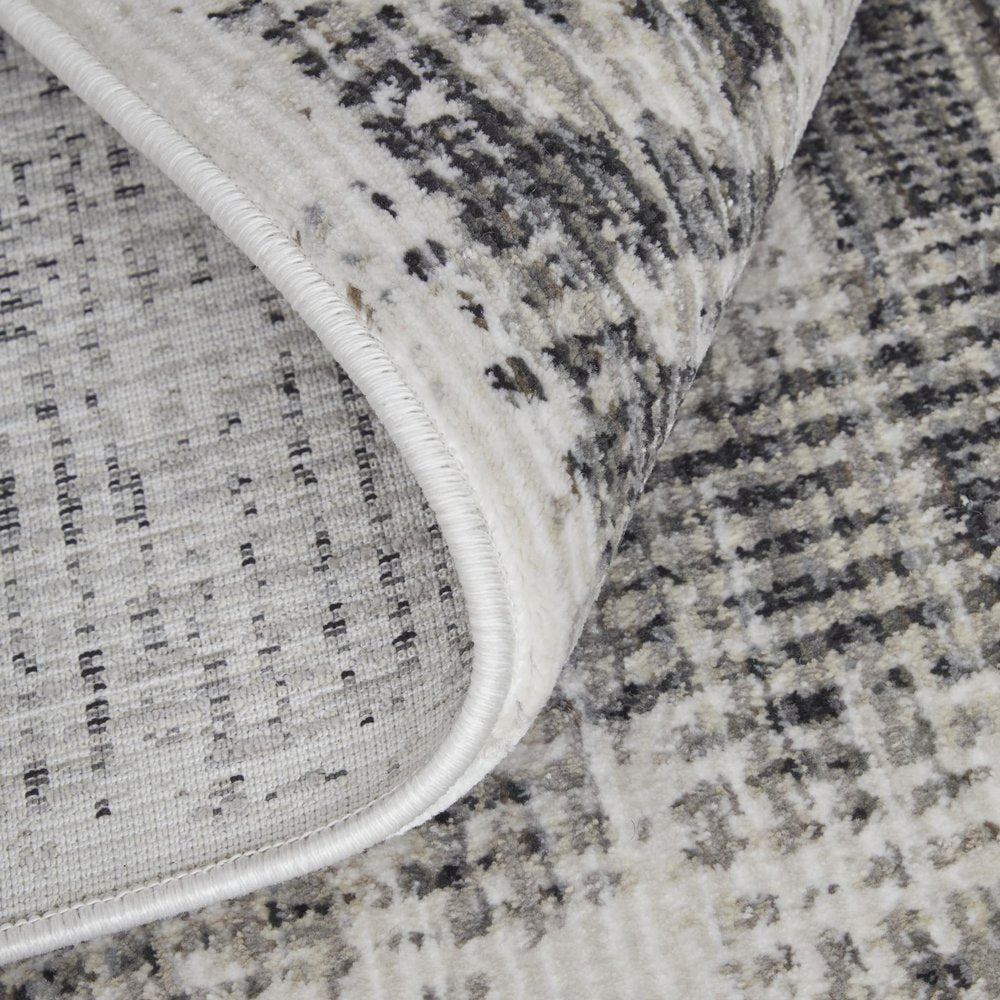 9' X 13' Gray and Ivory Abstract Power Loom Area Rug