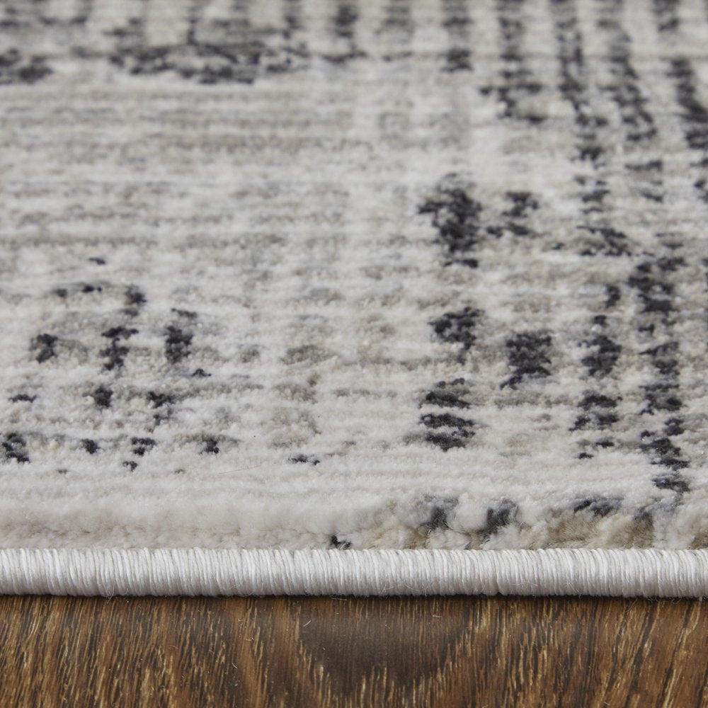 9' X 13' Gray and Ivory Abstract Power Loom Area Rug