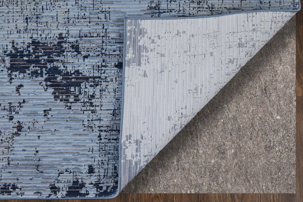 9' X 13' Light Blue and Black Abstract Power Loom Area Rug