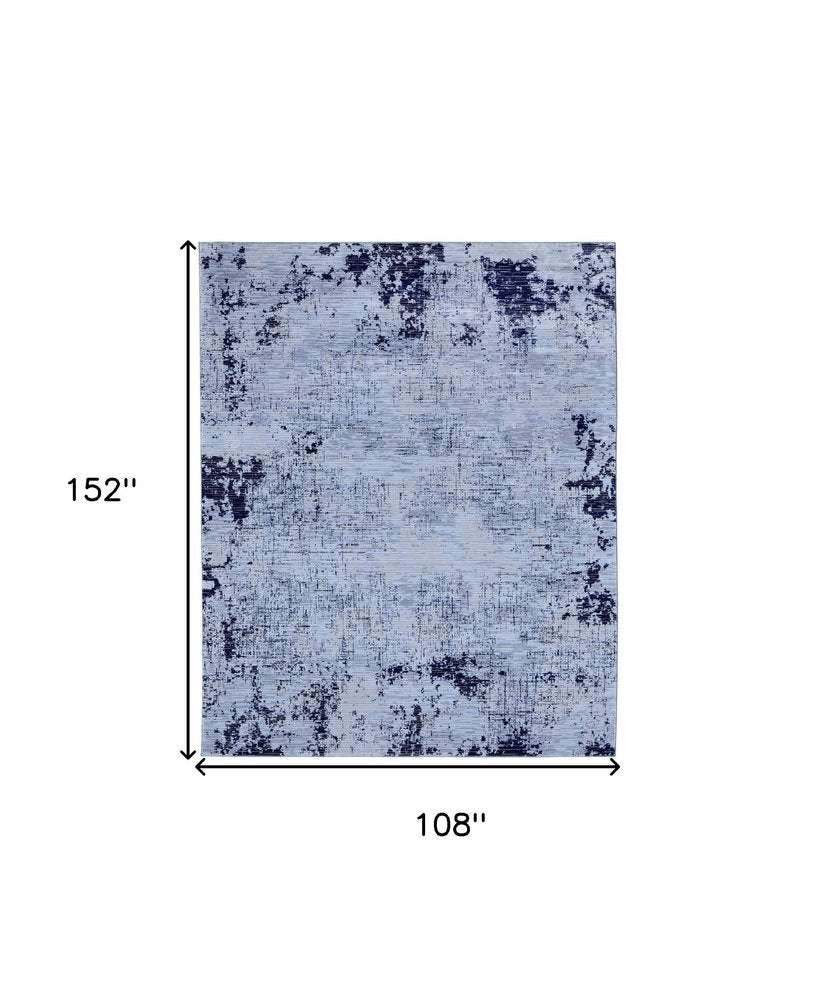 9' X 13' Light Blue and Black Abstract Power Loom Area Rug