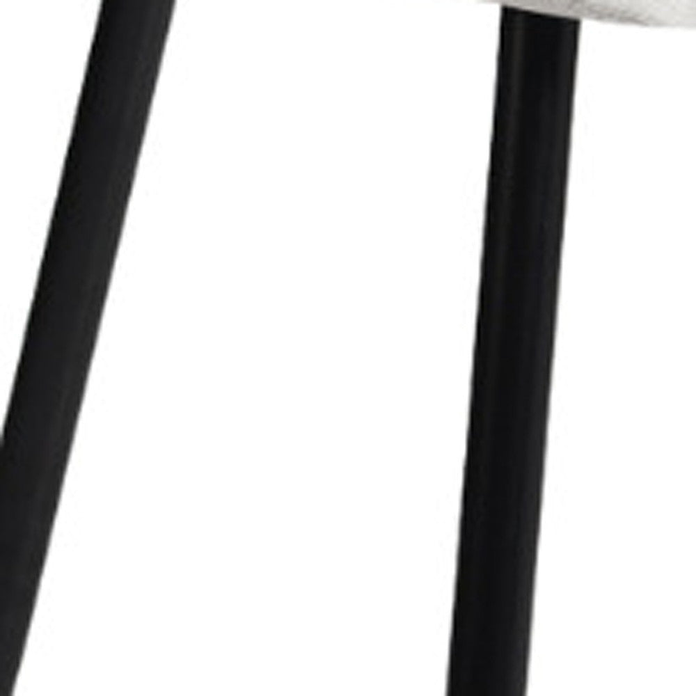 Set of Four Beige and Black Fabric and Metal Dining Side Chairs