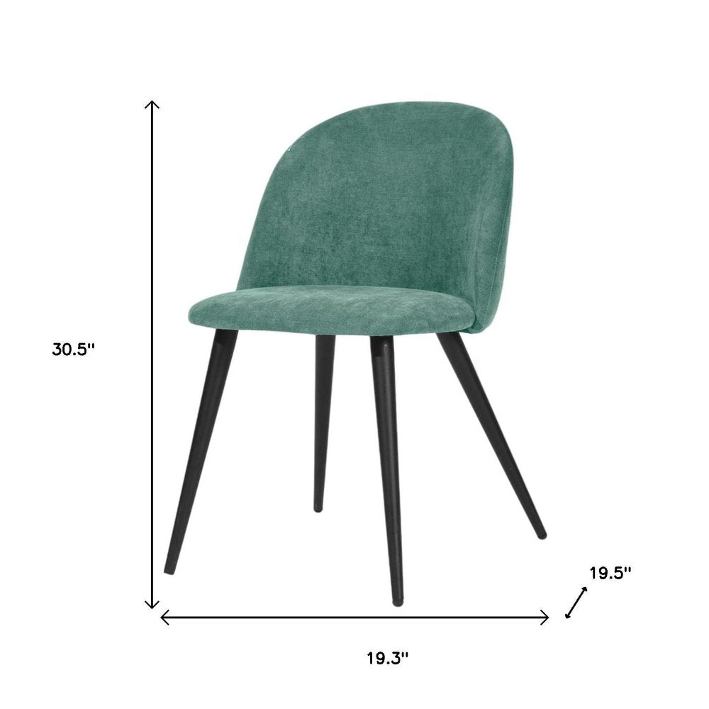 Set of Two Green and Black Upholstered Fabric Dining Side Chairs