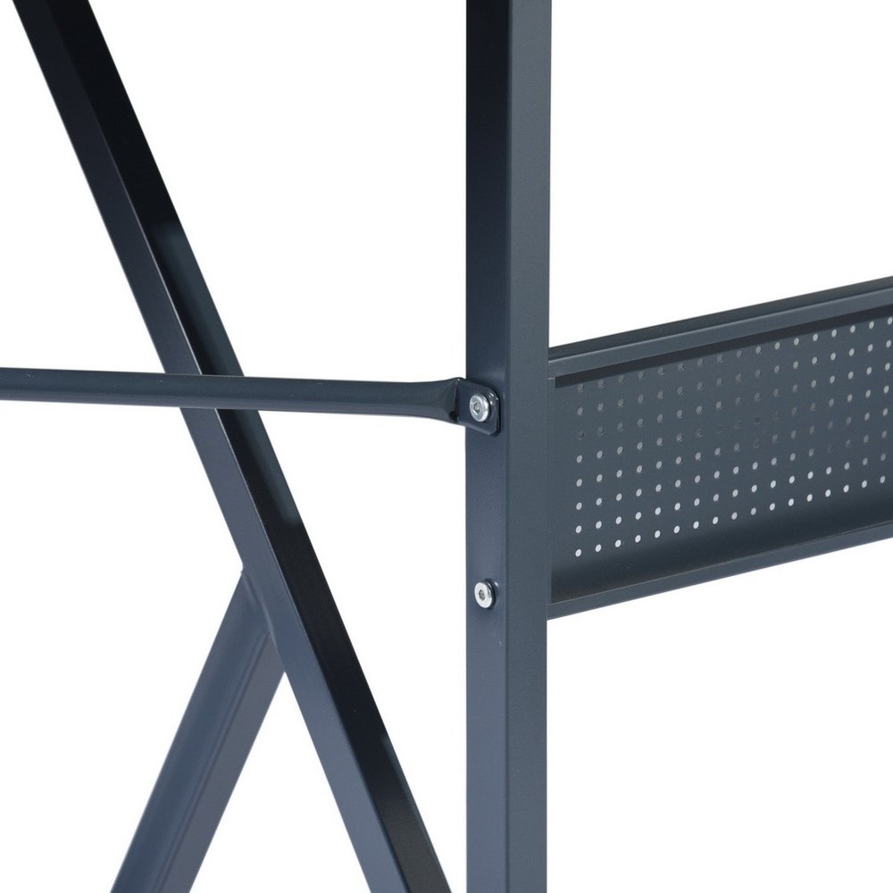 49" Black Wood and Metal Corner H-Shape Computer Desk
