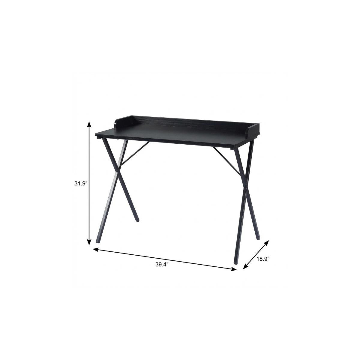 39" Black Wood and Metal X-Shape Computer Desk