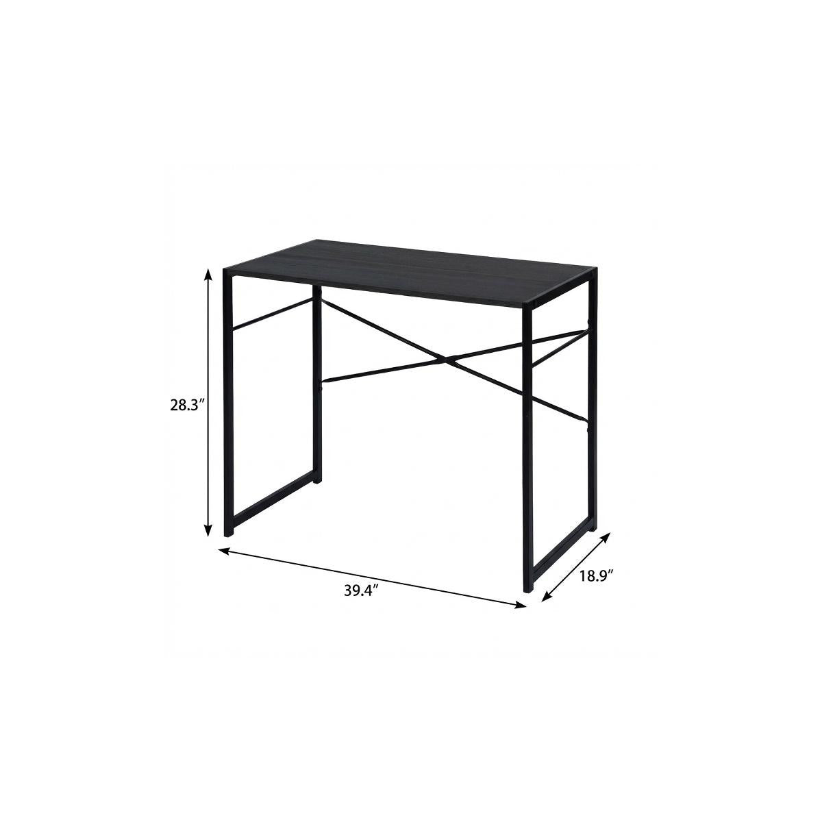 39" Brown and Black Wood and Metal H-Shape Computer Desk