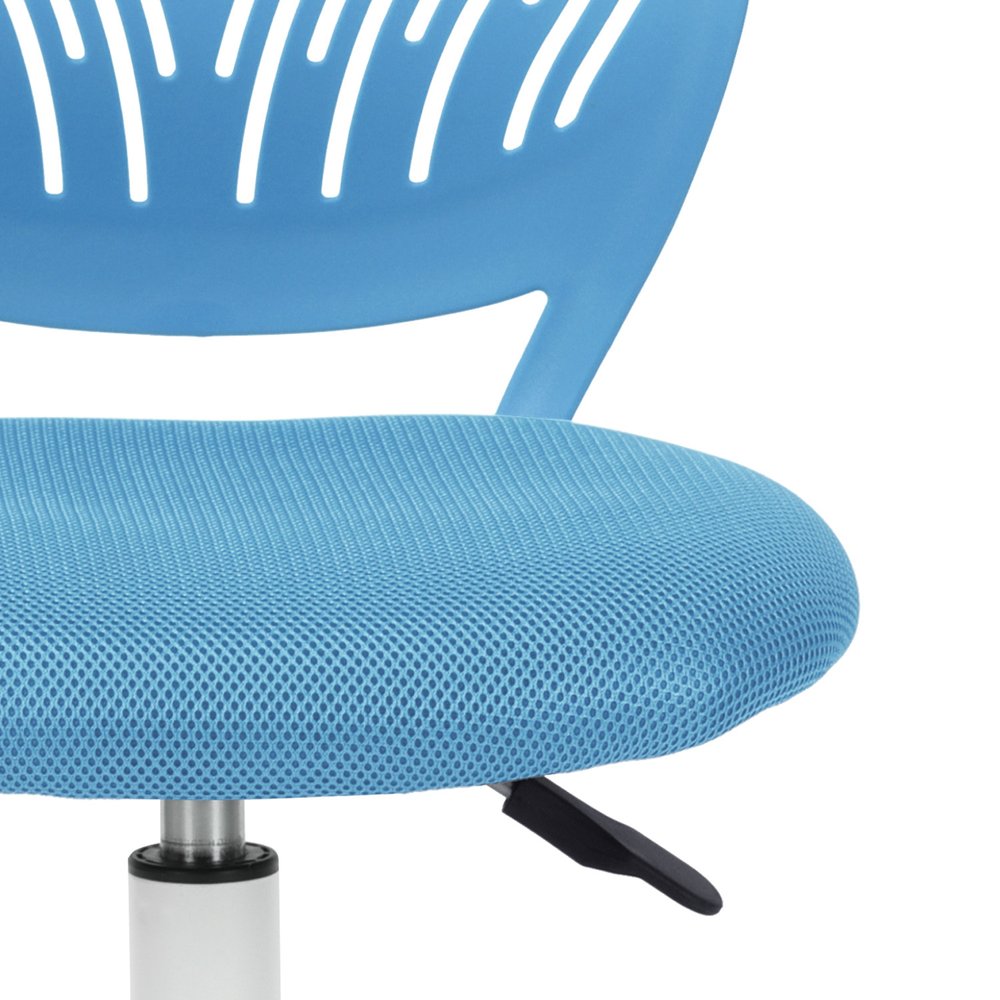 Blue and White Adjustable Height Swivel Rolling Office Chair