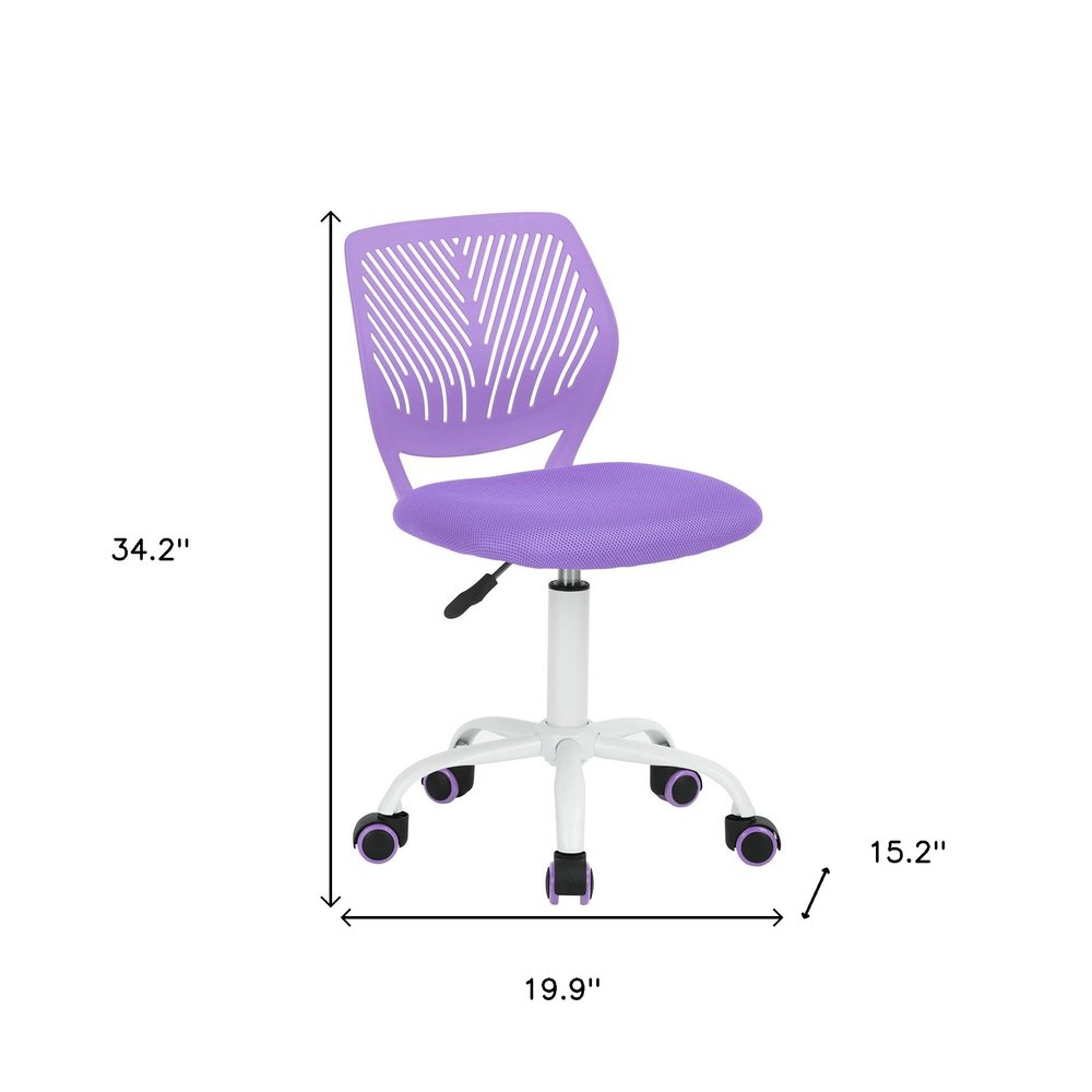 Baby Pink and White Adjustable Height Swivel Rolling Office Chair