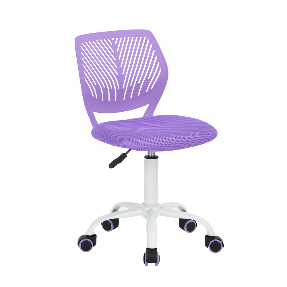 Baby Pink and White Adjustable Height Swivel Rolling Office Chair
