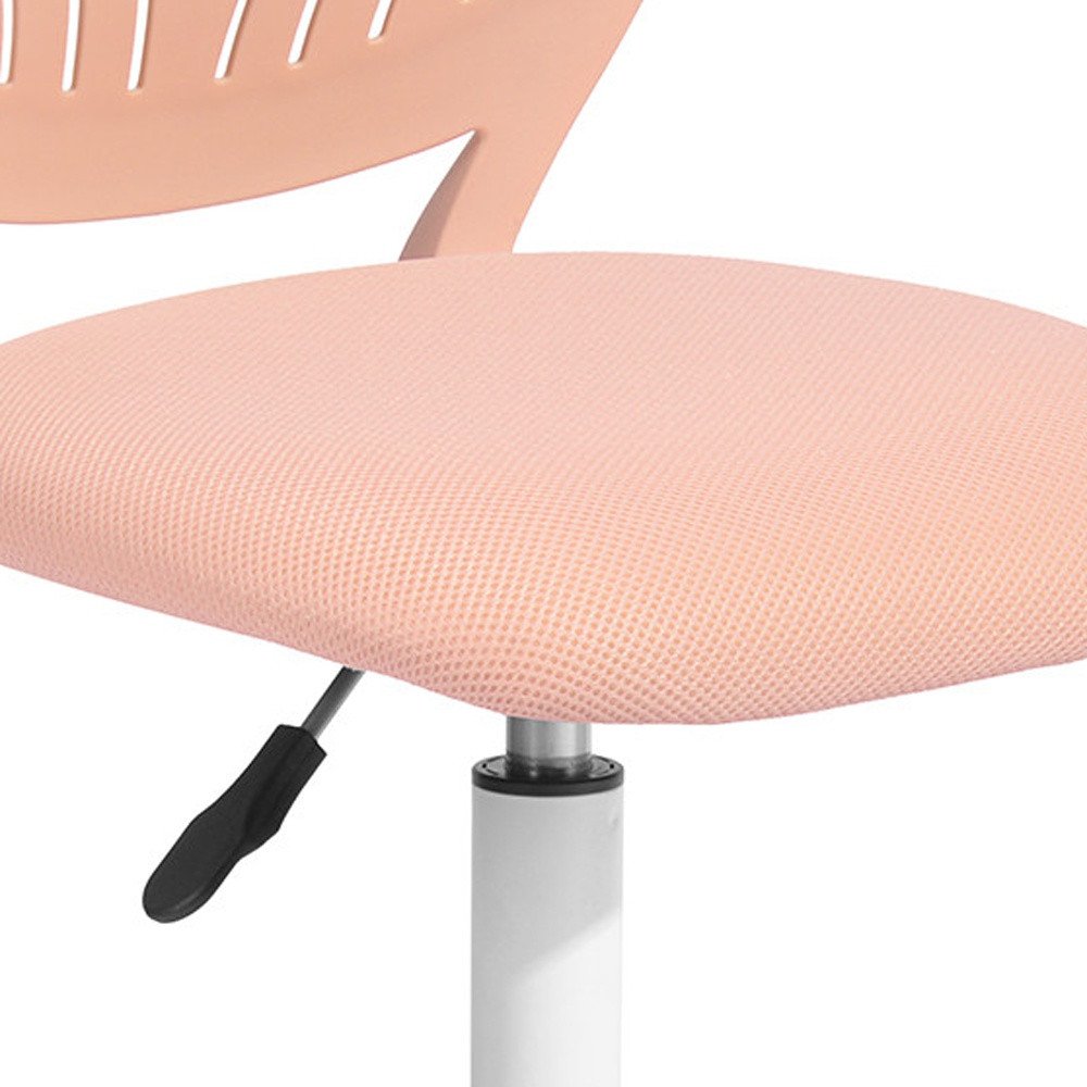 Pink and White Adjustable Height Swivel Rolling Office Chair