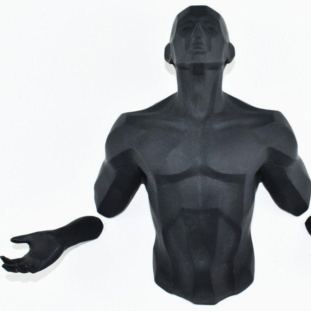 6" X 4" Black Resin Bursting Man Hanging Dimensional Sculpture