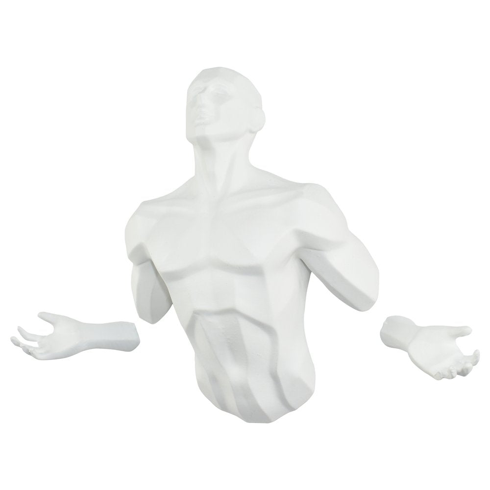 6" X 4" White Resin Bursting Man Hanging Dimensional Sculpture