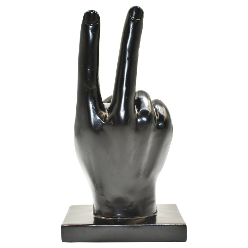 Set of Three Black Resin Hand Tabletop Sculpture