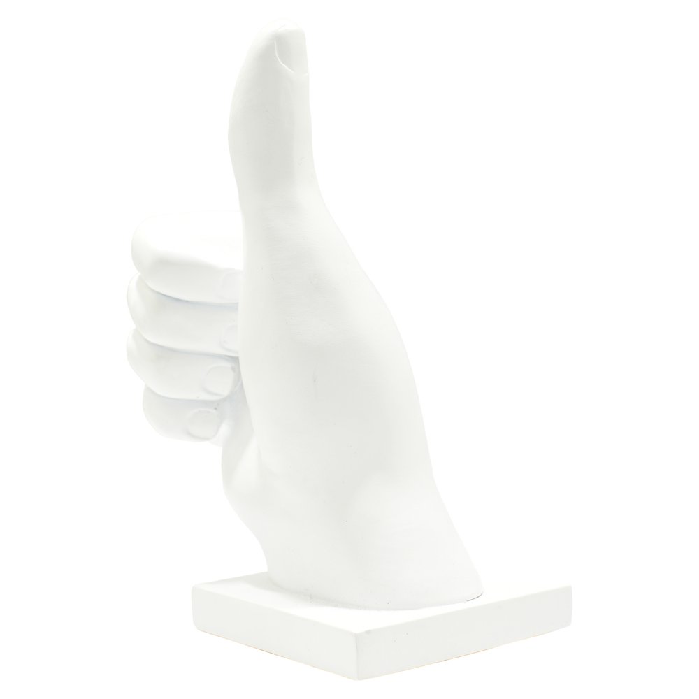 Set of Three White Resin Hand Tabletop Sculpture