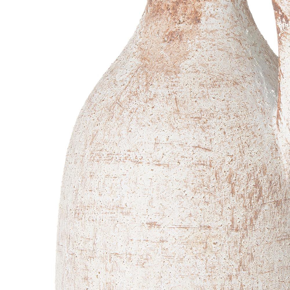12" Brown And White Ceramic Round Jug Vase