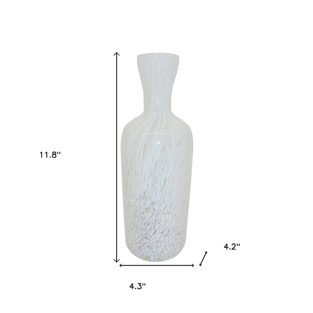 12" Opal Swirl Art Glass Cylinder Table Vase