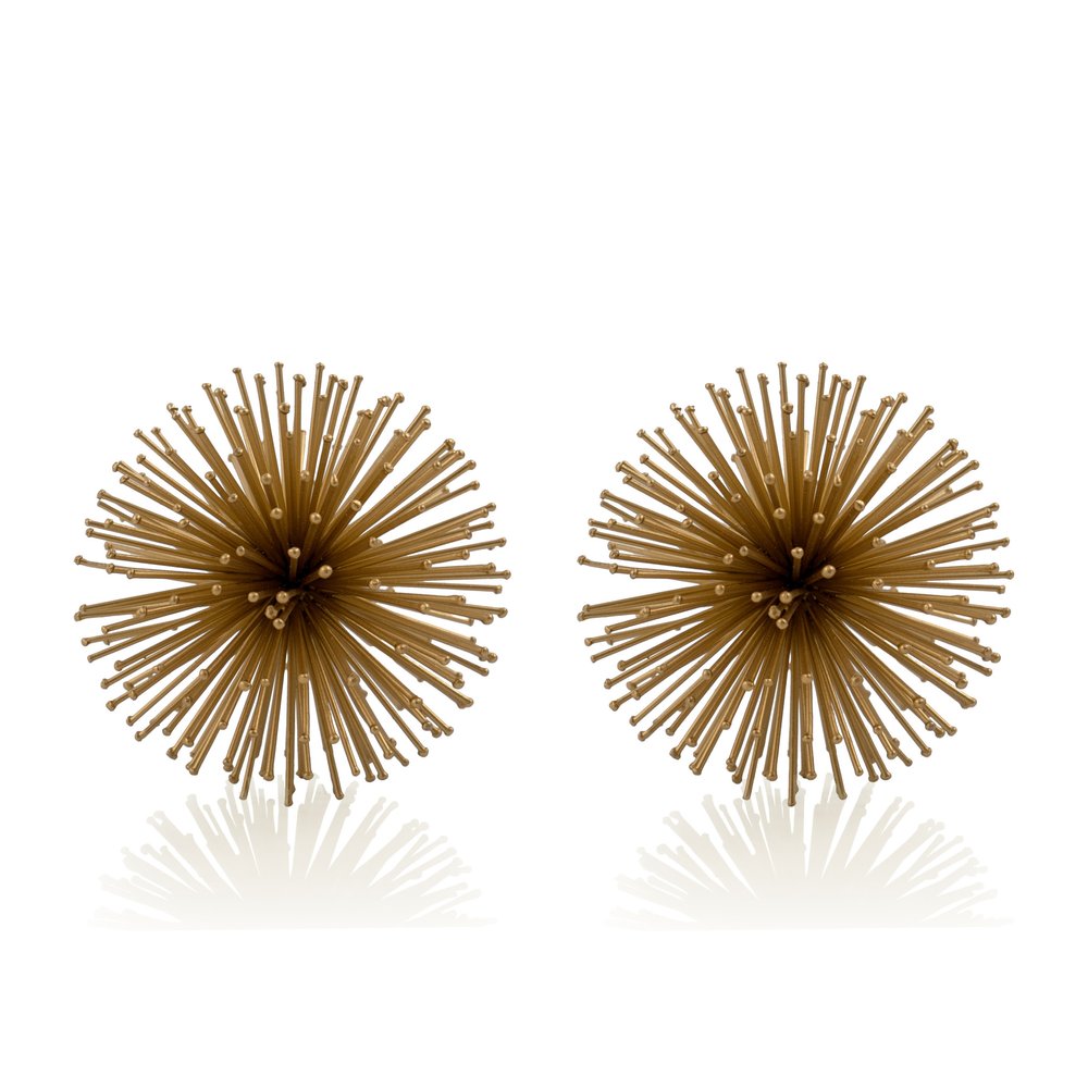 6" Gold Iron Urchin Decorative Orb Tabletop Sculpture