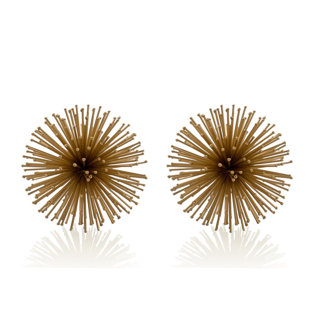 6" Gold Iron Urchin Decorative Orb Tabletop Sculpture